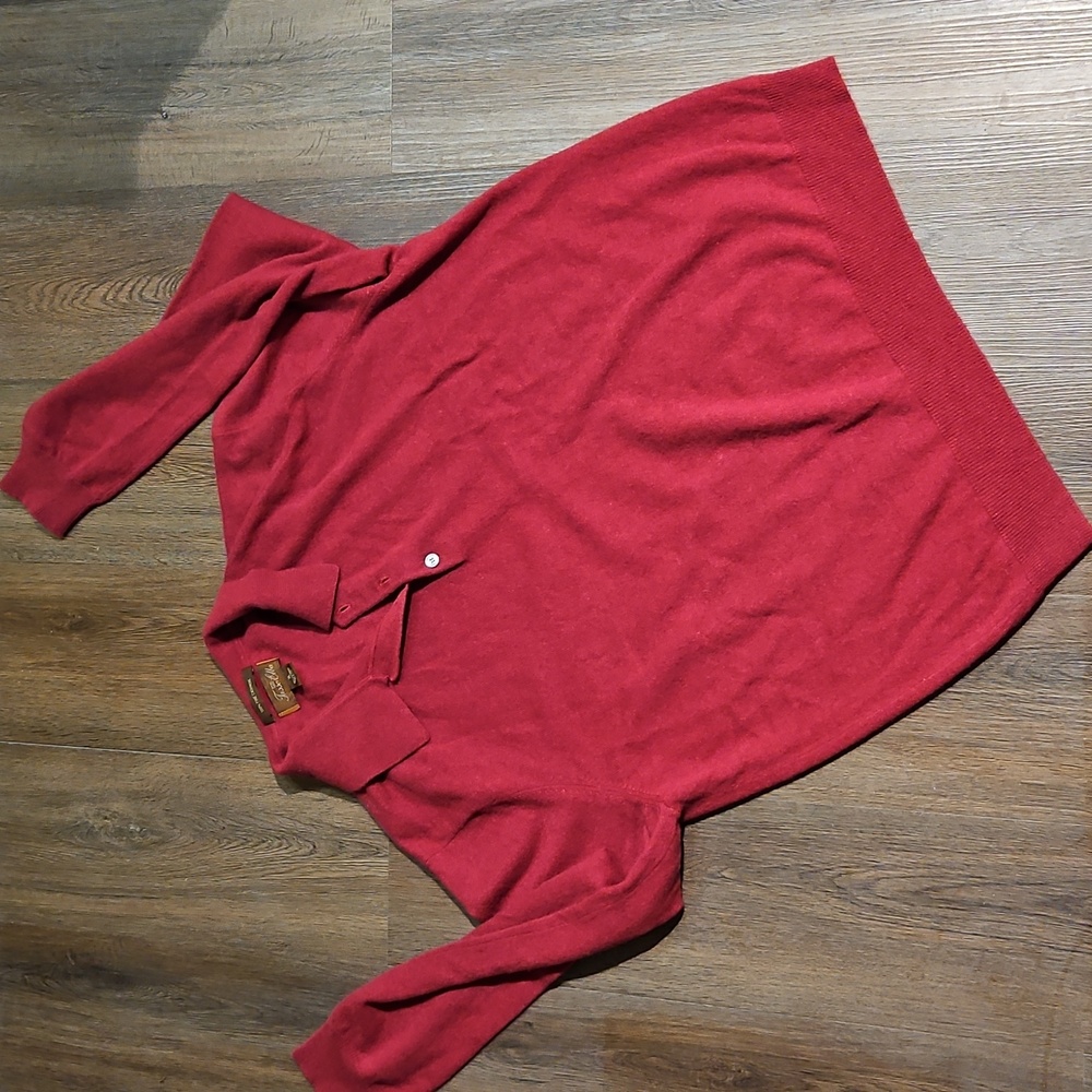 Tasso Elba 100% Cashmere Collar Sweater Sz XL Claret RED